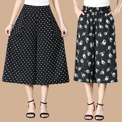 🔥BUY 2 GET 10% OFF🔥Women's High Elastic Waist Pleated Chiffon Wide Leg Culottes