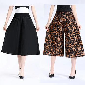 🔥BUY 2 GET 10% OFF🔥Women's High Elastic Waist Pleated Chiffon Wide Leg Culottes