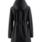 💖2026 HOT SALE 50% OFF🧥Women's Solid Color Drawstring Zip Up Hooded Trench Coat🍃