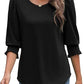 ☀️Summer Hot Sale 50% OFF🌼Blouses for Women Dressy Casual 3/4 Length Sleeve Tops with Smocked Cuffs