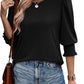 ☀️Summer Hot Sale 50% OFF🌼Blouses for Women Dressy Casual 3/4 Length Sleeve Tops with Smocked Cuffs