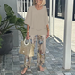 🌞Summer Sale 50% OFF🥰Women’s Casual Round Neck Half Sleeve Top Printed Pants Two Piece Set