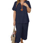 🎁Hot Sale🎁65%OFF💥Women's Solid Short Sleeve Top & Loose Wide Leg Pants 2-Piece Set