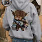 🎅💖LAST DAY SALE 50% OFF!!🎁Cute Highland Cow Cozy Fleece-Lined Hooded Sweatshirt🦬