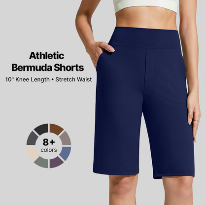 ⏰Last Day Sale 49% OFF🔥Women's Bermuda Shorts with Pockets -👍Knee Length Athletic Casual Long Shorts