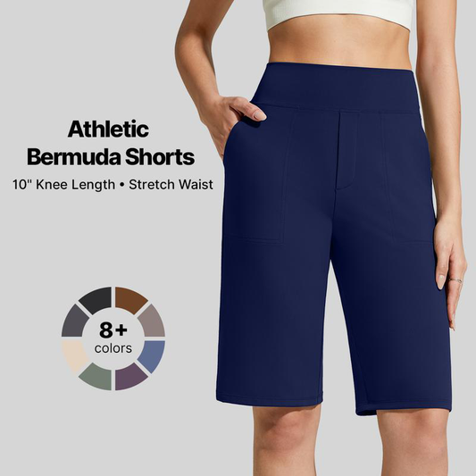⏰Last Day Sale 49% OFF🔥Women's Bermuda Shorts with Pockets -👍Knee Length Athletic Casual Long Shorts