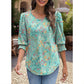 ☀️Summer Hot Sale 50% OFF🌼Blouses for Women Dressy Casual 3/4 Length Sleeve Tops with Smocked Cuffs
