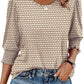 ☀️Summer Hot Sale 50% OFF🌼Blouses for Women Dressy Casual 3/4 Length Sleeve Tops with Smocked Cuffs
