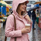 💖2026 HOT SALE 50% OFF🧥Women's Solid Color Drawstring Zip Up Hooded Trench Coat🍃