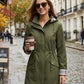 💖2026 HOT SALE 50% OFF🧥Women's Solid Color Drawstring Zip Up Hooded Trench Coat🍃