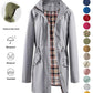 💖2026 HOT SALE 50% OFF🧥Women's Solid Color Drawstring Zip Up Hooded Trench Coat🍃