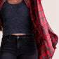 🔥50% OFF & Free Shipping🔥🏆Women's Mineral Washed Button Down Plaid Shirt