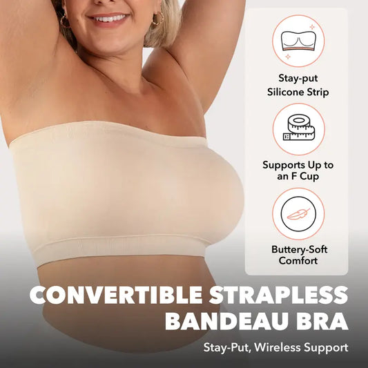 ⏳LAST DAY SALE ONLY ￡9.99!!👍✨Convertible Strapless Bandeau Bra with Wireless Comfort, Anti-Slip Grip & Removable Straps Fit Outfits👙🇬🇧
