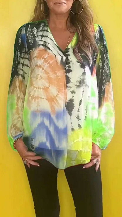 🔥SUMMER SALE 49% OFF🔥Casual V-neck Tie-dye Top