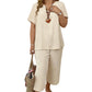 🎁Hot Sale🎁65%OFF💥Women's Solid Short Sleeve Top & Loose Wide Leg Pants 2-Piece Set