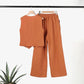 💕Solid Color Button Down Vest and Wide Leg Pants 2 Piece Set for Women