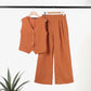 💕Solid Color Button Down Vest and Wide Leg Pants 2 Piece Set for Women