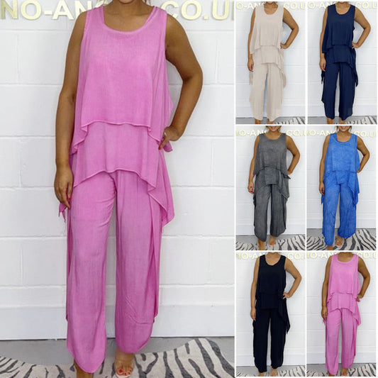 🔥LAST DAY SALE 50% OFF🔥Casual Sleeveless Loose Top and Pants Suit