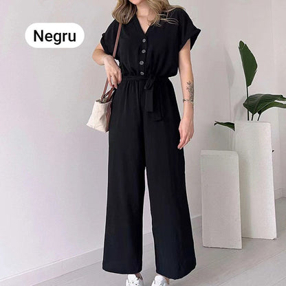 (48% OFF🔥 Free Shipping) 💖Women's V-Neck Short-Sleeve Casual Jumpsuit