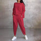Fashion, Casual ✨Long sleeve round neck and pants 2-piece set