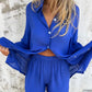 Summer hot sale 60%OFF✨Women's Casual Long Sleeve Shirt & Shorts Two-Piece Set