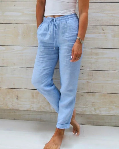 FLASH DEAL ￡9.99🌺Linen Elastic Waist Casual Pants✨Lounge to Street