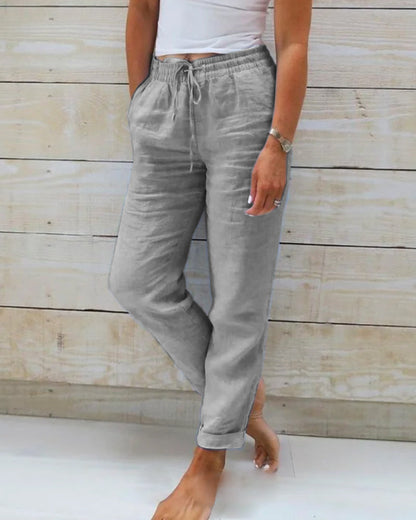 🌟LAST DAY SPECIAL PRICE: ￡11.99!!🌟Women's Elastic Waist Cotton Linen Casual Pants
