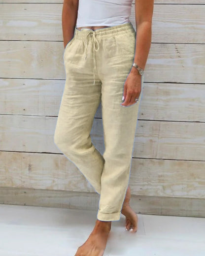🌟LAST DAY SPECIAL PRICE: ￡11.99!!🌟Women's Elastic Waist Cotton Linen Casual Pants
