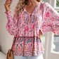 💖Limited time 49% OFF💖Women's Fashion Printed v-Neck Long Sleeve Shirt