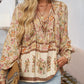 💖Limited time 49% OFF💖Women's Fashion Printed v-Neck Long Sleeve Shirt