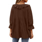 Women's 3/4 Sleeve Tie Front Ruffle Tiered Shirts