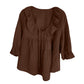 Women's 3/4 Sleeve Tie Front Ruffle Tiered Shirts