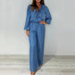 💙LAST DAY SALE 70% OFF🥰Women's Tiered Long-Sleeve Tops ＆ Wide-Leg Pants Set
