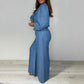 💙LAST DAY SALE 70% OFF🥰Women's Tiered Long-Sleeve Tops ＆ Wide-Leg Pants Set