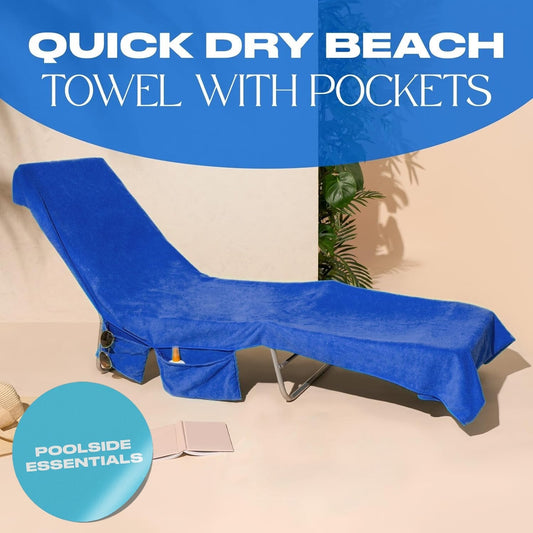 🏖️Summer Hot Sell 55% OFF🌞🌊Sun Lounger Towel in Bag with Pockets Storage