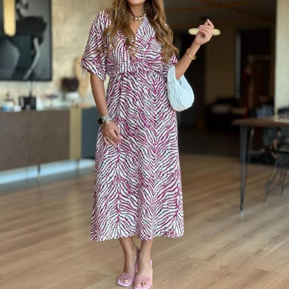 💐New Arrival 50% OFF💖 Women's Elegant V-Neck Half-Sleeve Maxi Dress