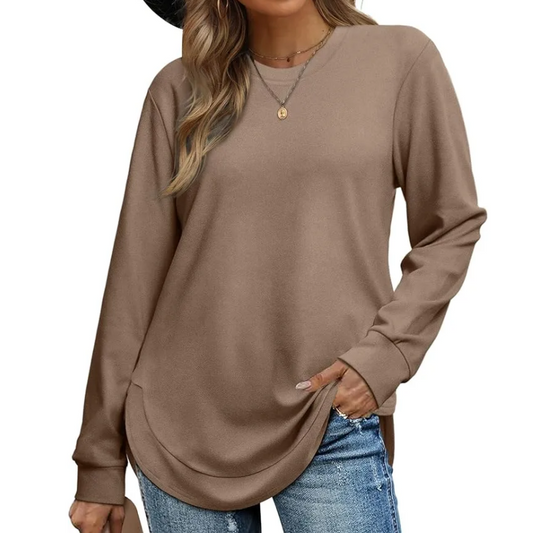 🍂Autumn Hot Sale 59% OFF⚡50K+ SOLD! 🔥Women’s Solid High Low Hem Long-Sleeve Tops