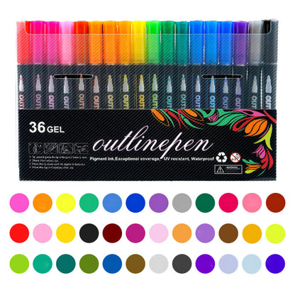 🎅Christmas Special Deals £6.99!!⚡50K+ SOLD!🎁Double Outline Glitter Coloring Pen Set
