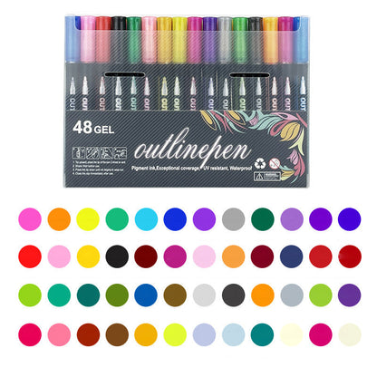 🎅Christmas Special Deals £6.99!!⚡50K+ SOLD!🎁Double Outline Glitter Coloring Pen Set