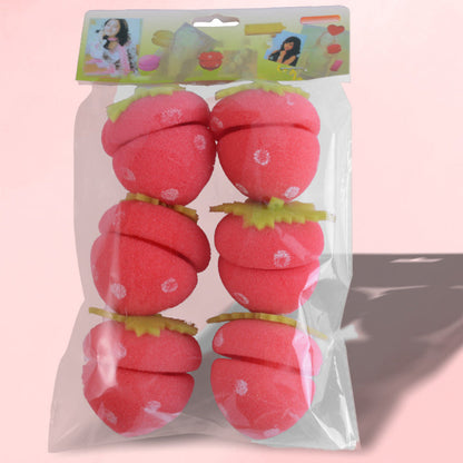 ⏳Buy 1 Get 1 Free💥Heat-Free Curlers in Strawberry Shape with Mushroom Design – Set of 6 Pieces