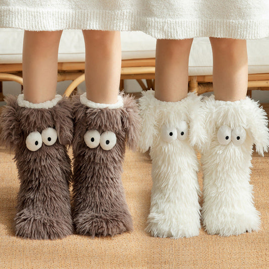 📢📢12.99 Buy 1 Get 1 Free!!!💗LAST DAY SALE 50% OFF⚡50K+ SOLD💕Women's Plush Slippers Socks Floor Socks Winter Home Indoor Thickened Fleece-Lined Anti-Slip Adult Women's Plush Snow Socks Shoe Covers