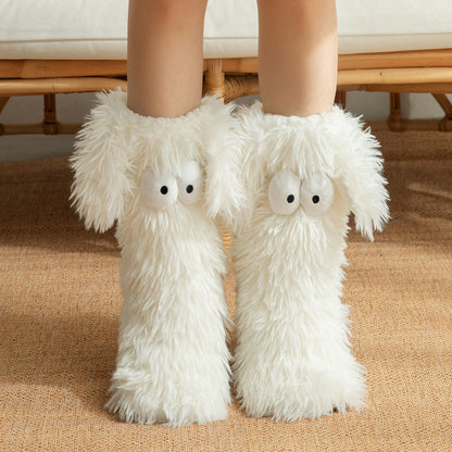 📢📢12.99 Buy 1 Get 1 Free!!!💗LAST DAY SALE 50% OFF⚡50K+ SOLD💕Women's Plush Slippers Socks Floor Socks Winter Home Indoor Thickened Fleece-Lined Anti-Slip Adult Women's Plush Snow Socks Shoe Covers