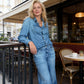 Women’s Faux Denim Pajama 2-Piece Set