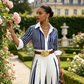 🥳SUMMER HOT SALE🥳💞 Women's Striped Shirt & Wide-Leg Pants 2-Piece Set