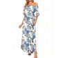 ⏰2026 Summer Hot Sale 50% OFF💃Women's Off The Shoulder Dress Wedding Guest Dress Summer Casual Long Ruffle Party Side Split Beach Maxi Dresses with Pockets