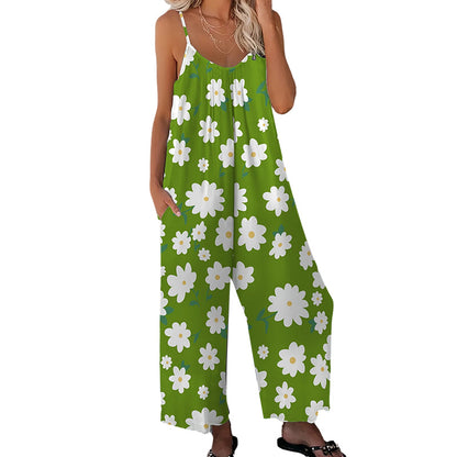 Women's Floral Print Wide Leg Jumpsuit