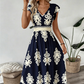 🎁New arrival 50% OFF💥Women's V-Neck Baroque Print Flowy Maxi Dress