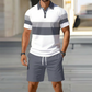 🔥Men's Short Sleeve Casual Set, Summer Beach Fashion Sport Wear, Plaid Pattern, Slim-Fitting, Above the Knee