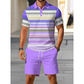 🔥Men's Short Sleeve Casual Set, Summer Beach Fashion Sport Wear, Plaid Pattern, Slim-Fitting, Above the Knee