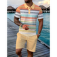 🔥Men's Short Sleeve Casual Set, Summer Beach Fashion Sport Wear, Plaid Pattern, Slim-Fitting, Above the Knee